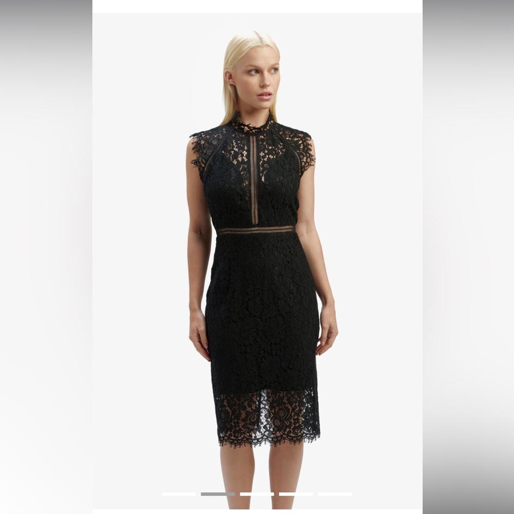 Bardot Lace Panel Midi Dress In Black Size 10 Little Black Dress